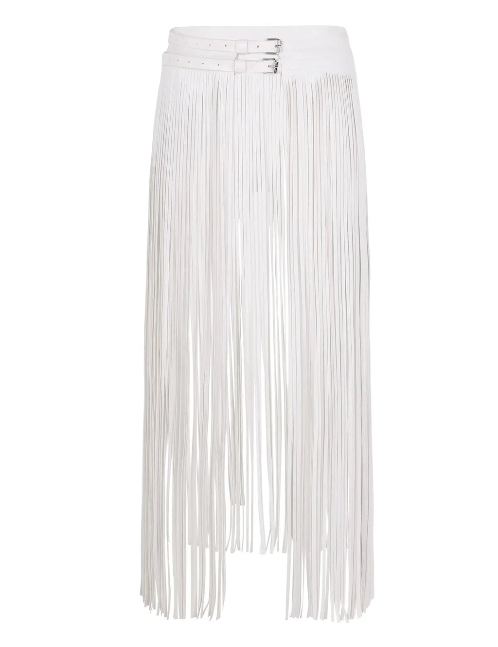 Women Punk Goth Skirt Belt Sexy Long Fringe Tassel Underskirts Adjustable Double Buckles PU Leather Waistband Skirt Rave Costume