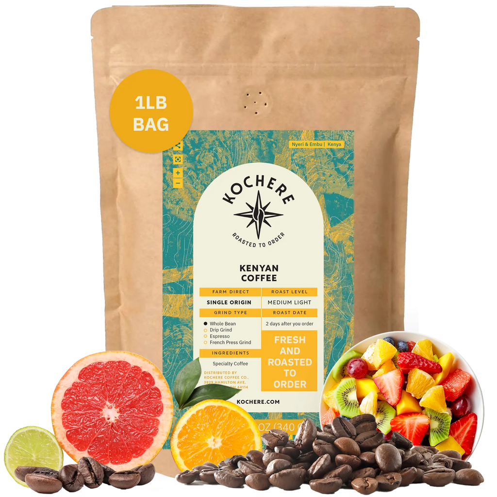 Kochere Coffee Kenyan Nyeri Embu AB Medium-Light Roast - Fruity, Balanced, Bright Cup