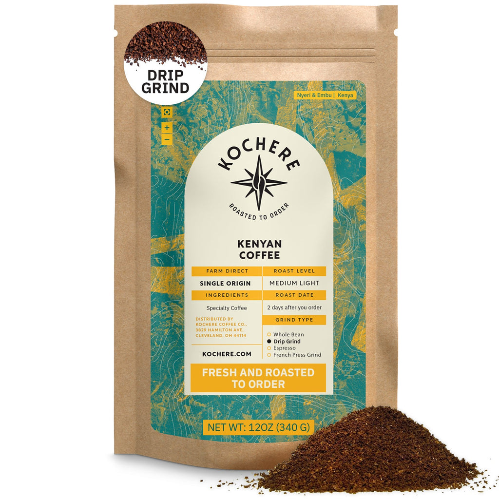 Kochere Coffee Kenyan Nyeri Embu AB Medium-Light Roast - Fruity, Balanced, Bright Cup
