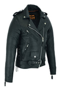Dream Apparel Women Motorcycle Leather Jacket Cowhide Leather Conceal Carry Pockets Side Laces