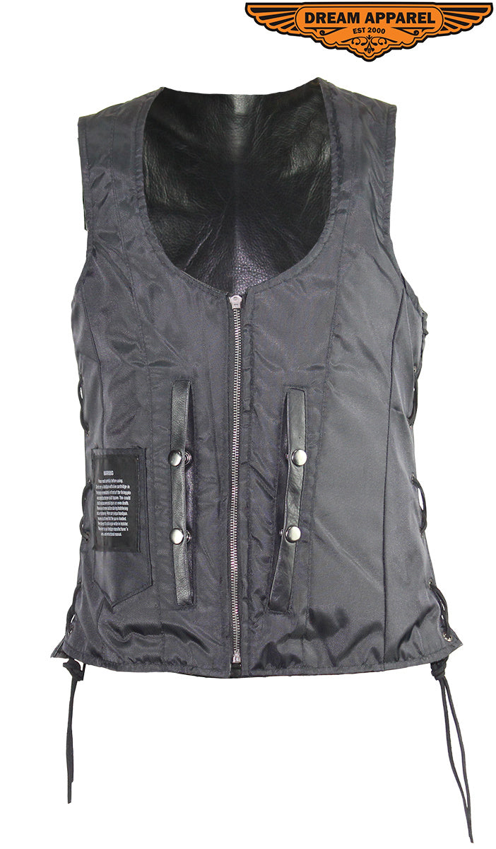 Women's Motorcycle Black Naked Cowhide Leather Vest