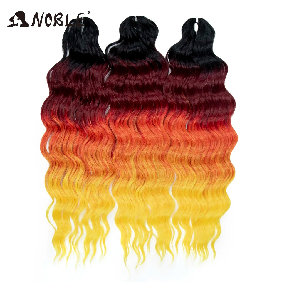 Noble 24 Inch Synthetic Hair Water Wave Braiding Hair Extensions Ombre Rainbow color Deep Wave Curl Twist Crochet Hair Extension