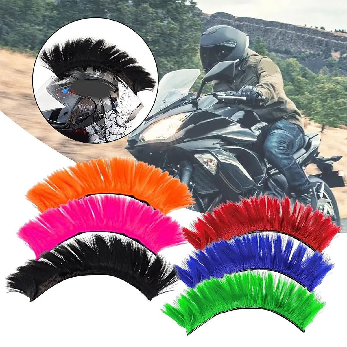 Synthetic Wigs Helmet Hawks Motorcycle Helmet Mohawk for Bicycle/Almost Helmet/Stick Reusable Design (Helmet Not Included)