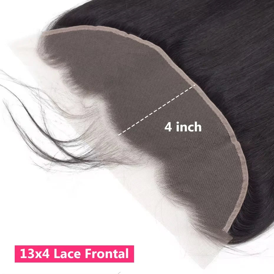 13x4 HD Lace Frontal Brazilian Straight Hair HD Transparent Lace Closure Pure-Hand Tied Human Hair Lace Closure 12-24 Inch