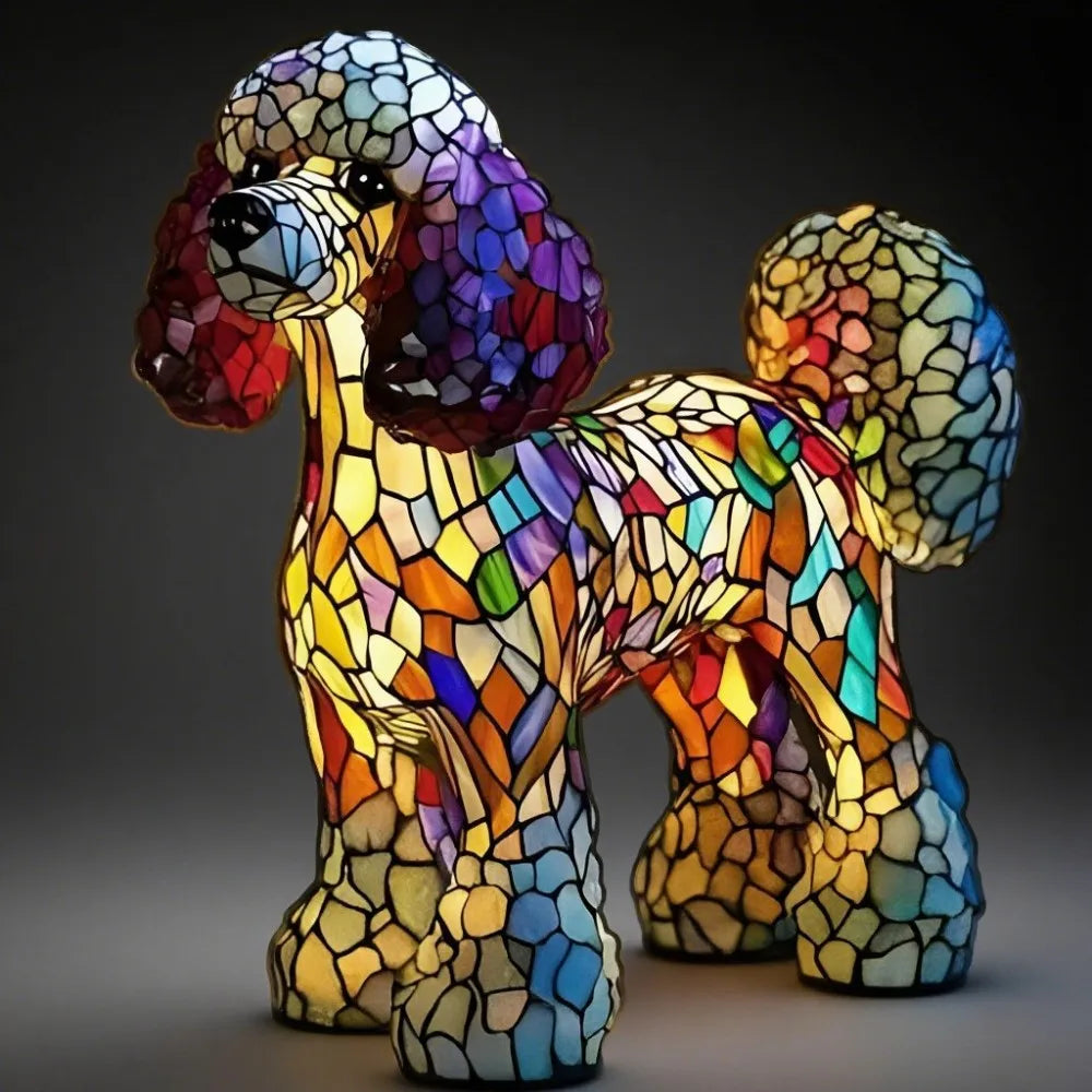 LED Night Light Glowing Dog Series Artistic Animal Statues French Bulldog Labrador Retriever Golden Retriever Resin Ornaments