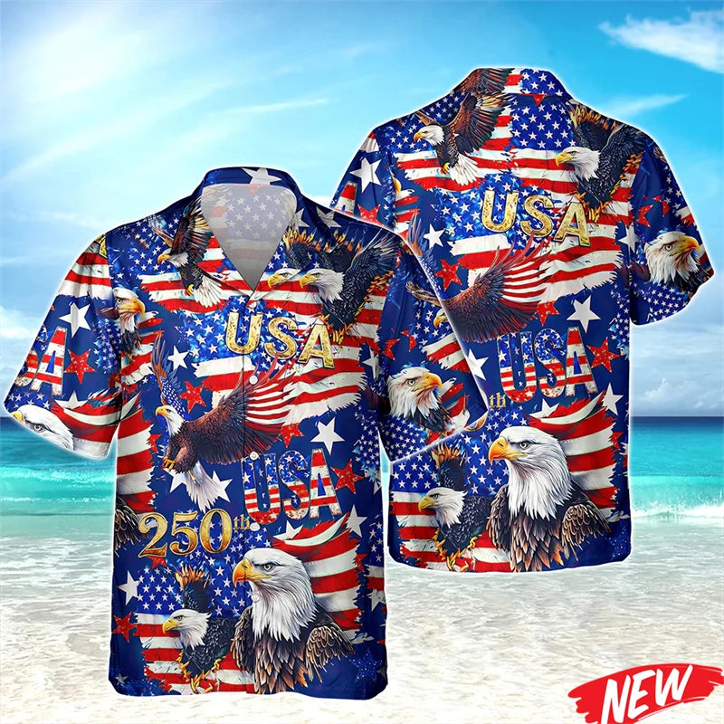 America 250 Years of Freedom Hawaiian Shirt Celebrating 250th Anniversary United States Short Sleeve 2026 New Lapel Shirts