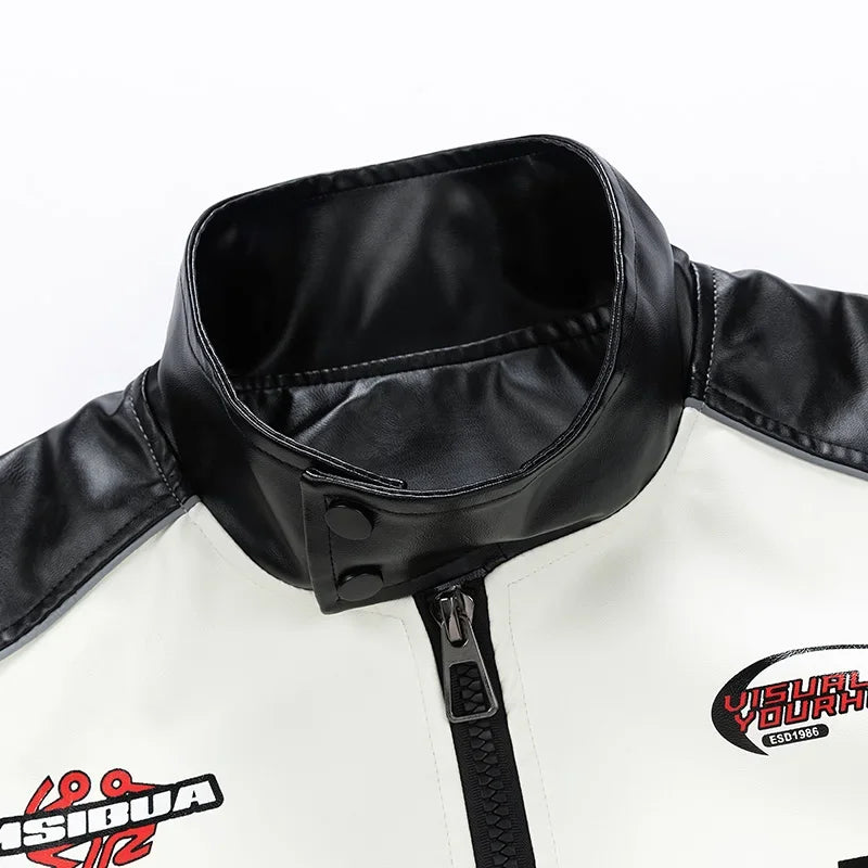 High Street Racing Motorcoss Jacket Men Motorbike Clothing Waterproof PU Leather Jacket 2024 Fashion Jackets Men Motorcycle Wear
