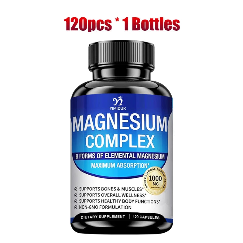 Magnesium Supplements, with Magnesium Glycinate, Malate & Citrate, Support Bone & Muscle Health, Metabolism, Sleep
