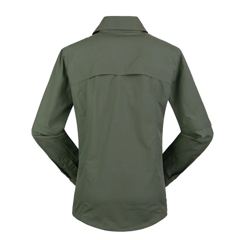 Women Quick Dry Outdoor Shirt Removable Hiking Camping Shirt Pants Summer Breathable Hunting&Climbing Shirt Trousers