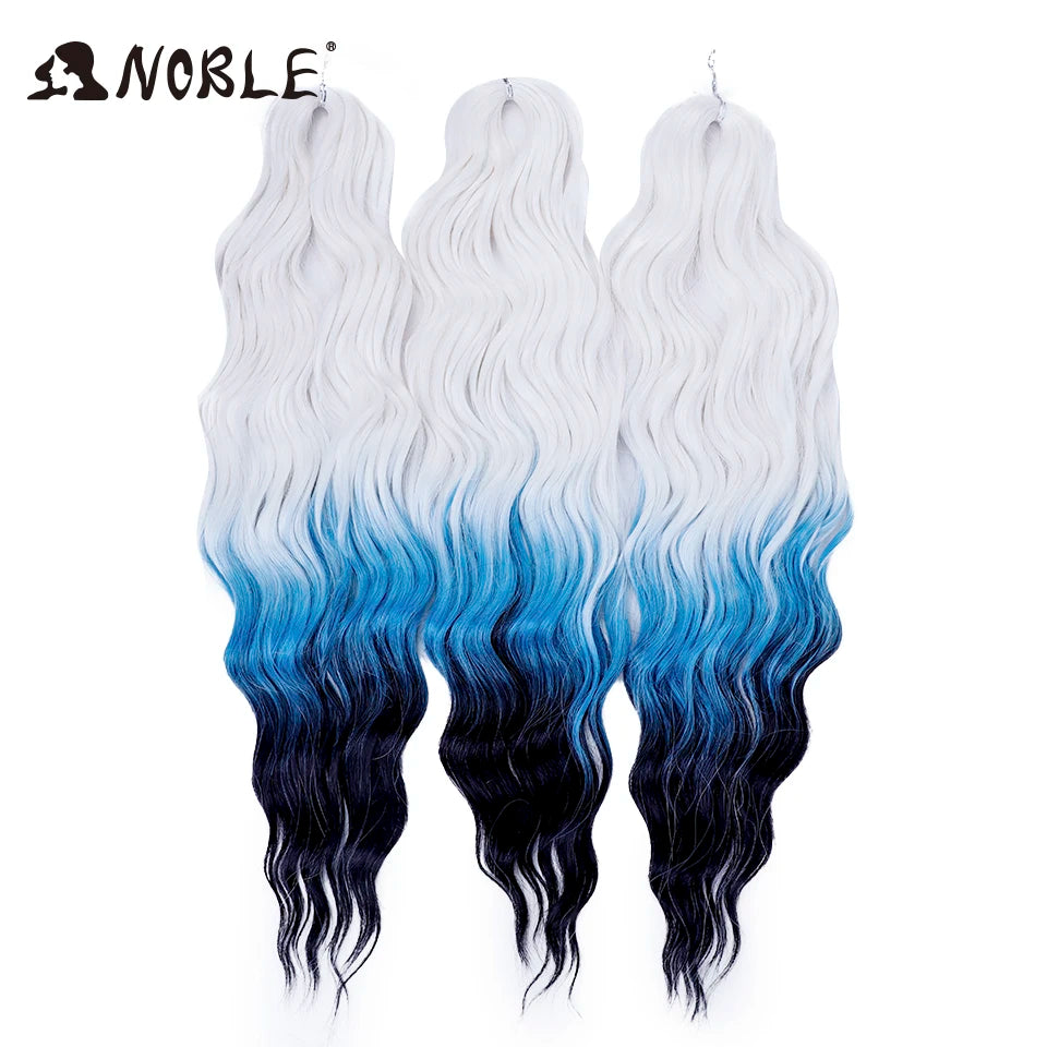 Noble 24 Inch Synthetic Hair Water Wave Braiding Hair Extensions Ombre Rainbow color Deep Wave Curl Twist Crochet Hair Extension