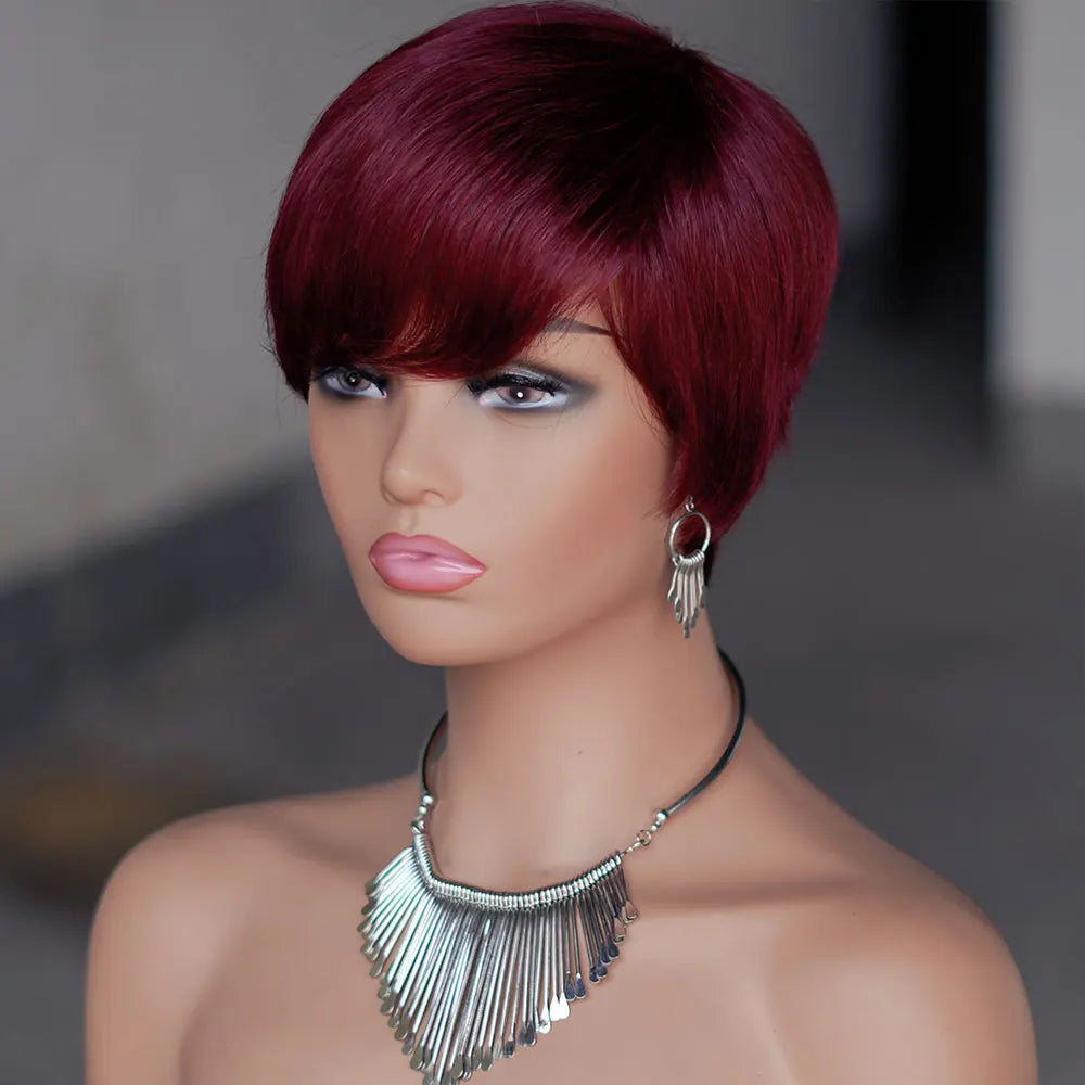 INS FACIN Short Bob Wigs None Lace Front Brazilian Remy Human Hair Wigs with Bangs Kinky Curly Wigs for Women 180% Density