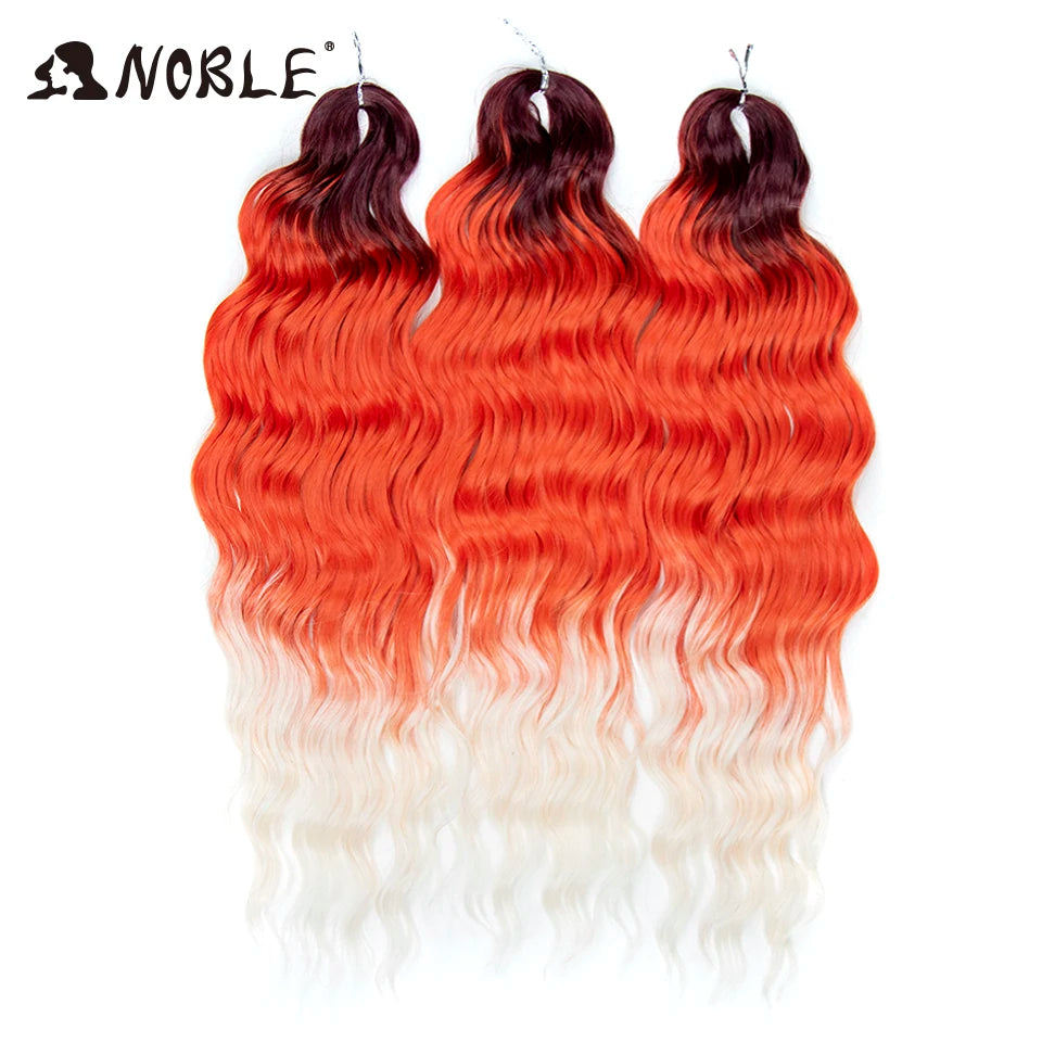 Noble 24 Inch Synthetic Hair Water Wave Braiding Hair Extensions Ombre Rainbow color Deep Wave Curl Twist Crochet Hair Extension