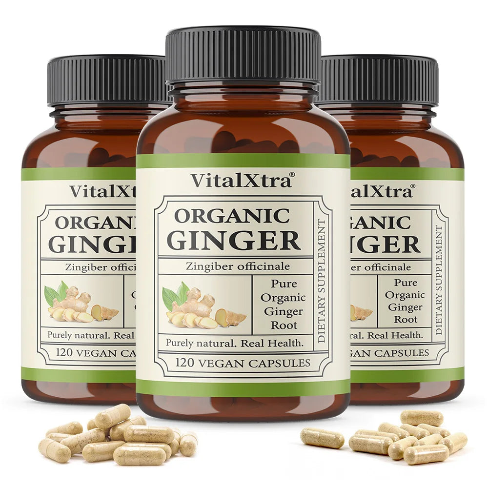 Ginger Supplement, Organic Ginger Root Capsules, 950 Mg, Improves Digestion and Absorption, 120 Vegan Capsules
