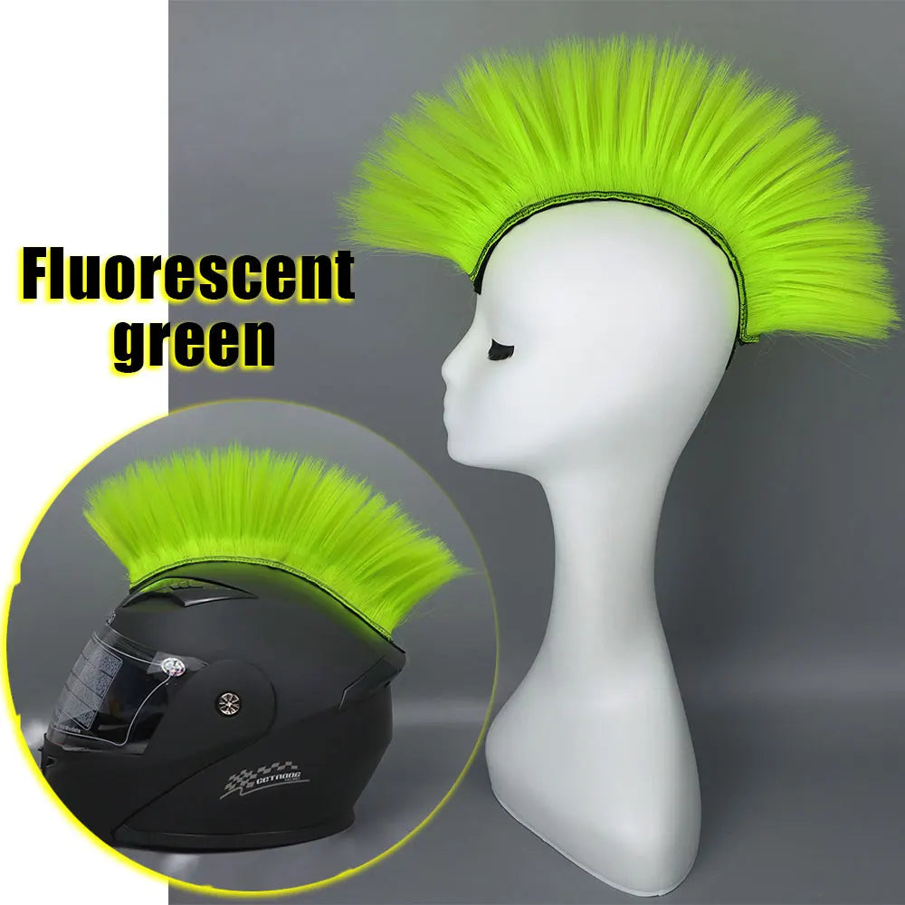 Helmet Mohawk Synthetic wig Decorative Riding Helmet Wig Adhesive Mohawk for Motorcycle Bicycle Ski lmost Helmet Accessories