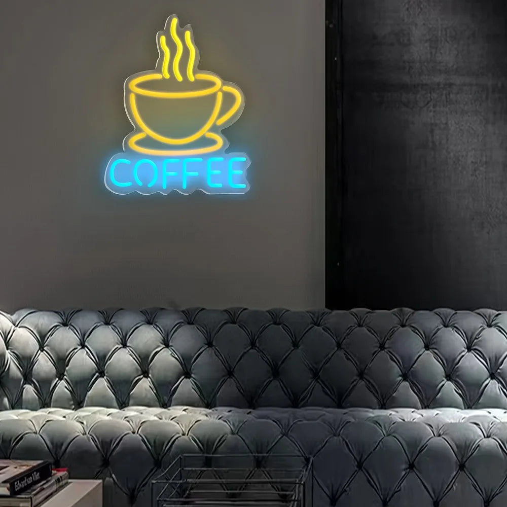 Coffee Neon Light, Tabletop/Wall Decor, Vintage Cafe Ambiance for Home, Office, Parties, for Coffee Lovers Gift, Home Decoration