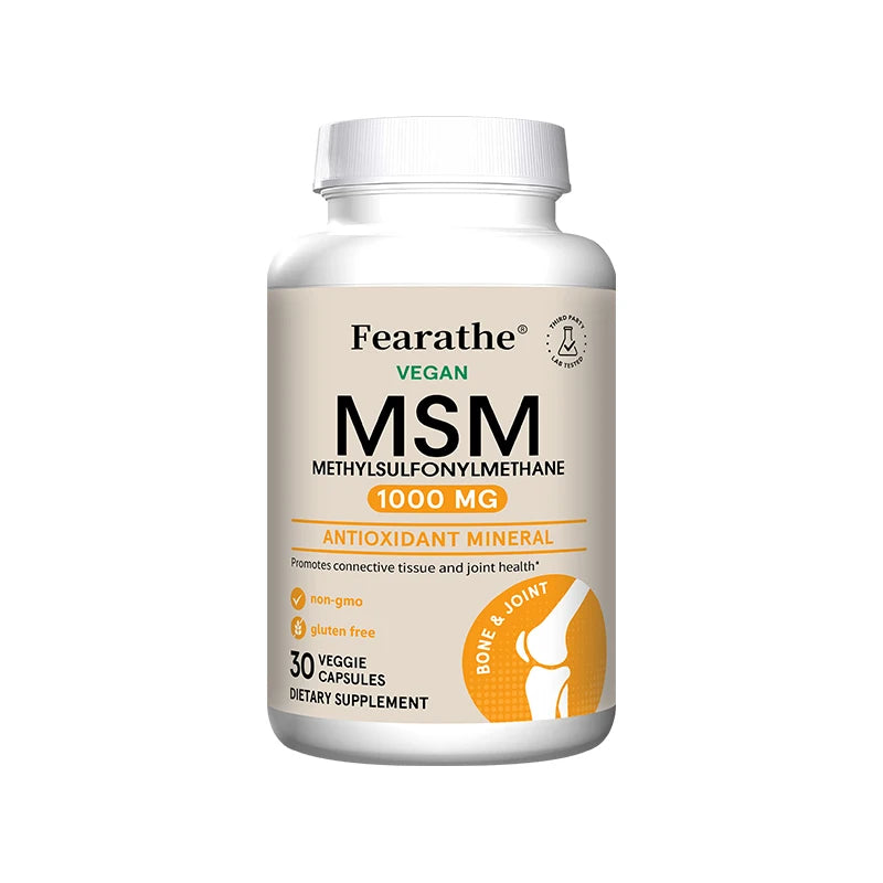 MSM 1000 Mg - 120 Veggie Capsules - Methylsulfonylmethane - Dietary Supplement Antioxidant, Supports & Strengthens Joints