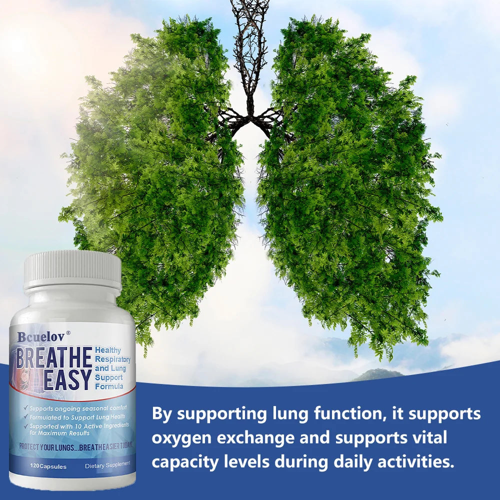 Lung Health Supplements - Helps Strengthen Comfort To The Lungs and Bronchial System Supports Clear Lungs and Easy Breathing