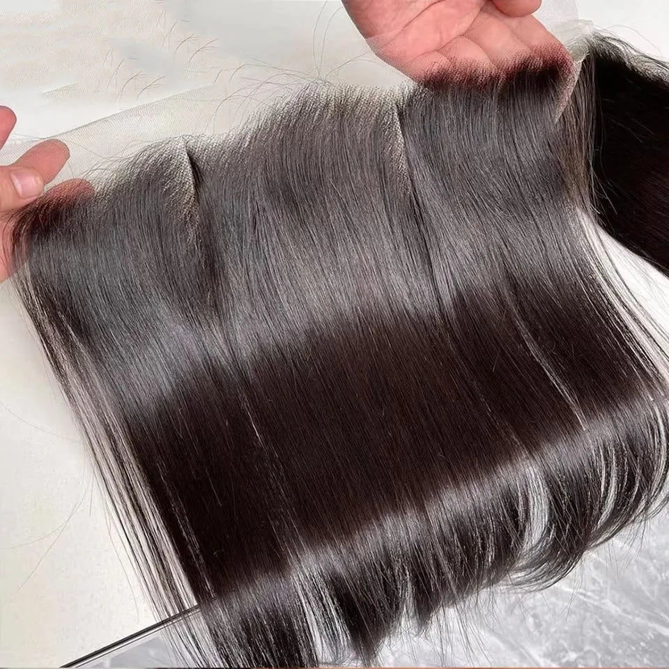 13x4 HD Lace Frontal Brazilian Straight Hair HD Transparent Lace Closure Pure-Hand Tied Human Hair Lace Closure 12-24 Inch