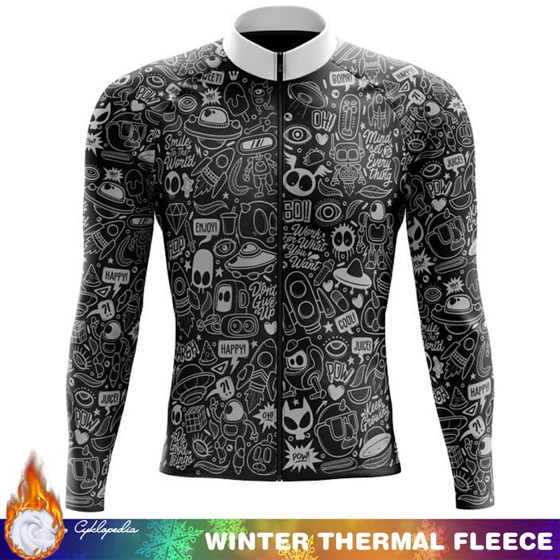 Cycling Clothing Man Thermal Fleece Jersey Winter Long Sleeve Men Men's Clothes Mens Uniform Outfit Retro Biking Cycle Bike Road