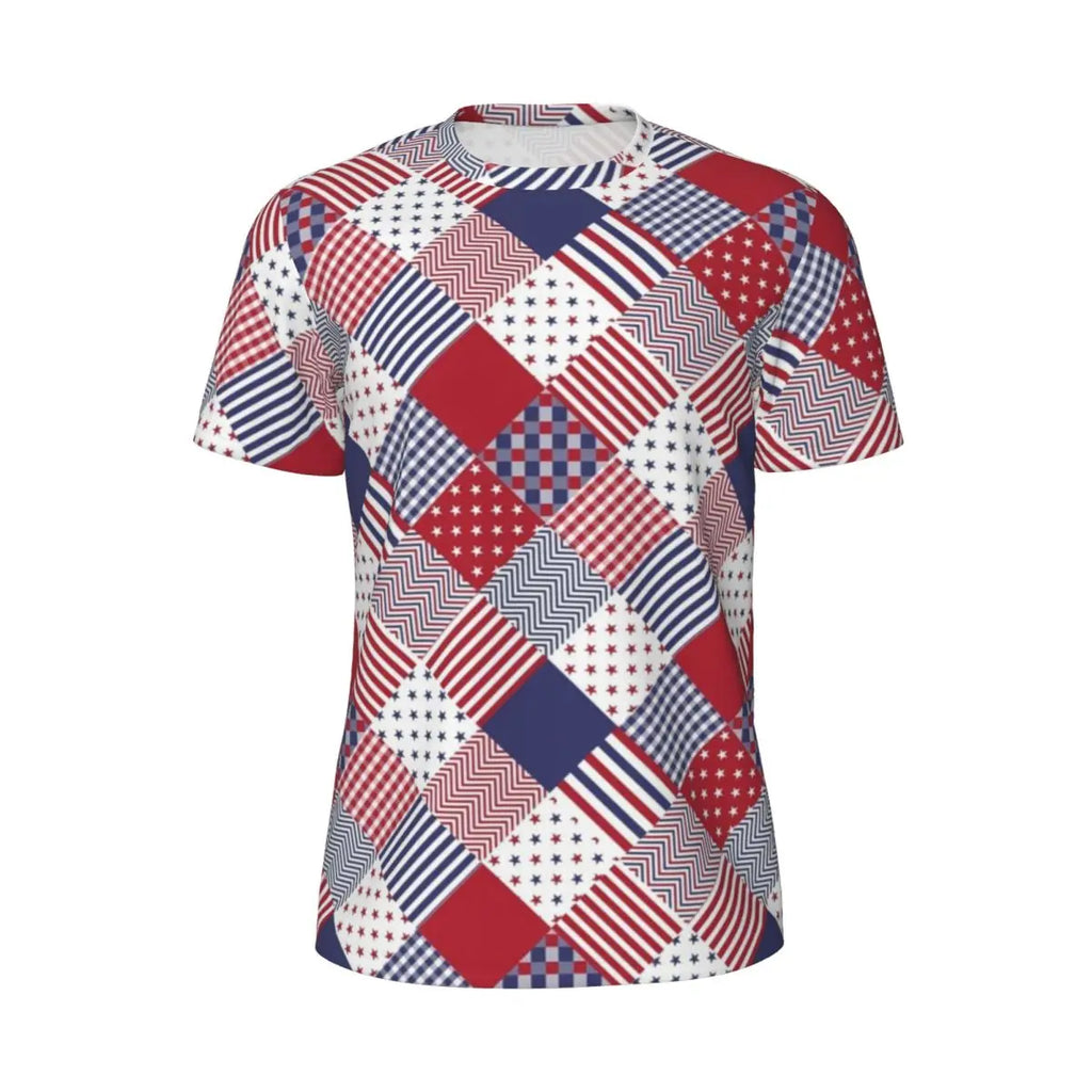 USA American Flag T-Shirt Male Star Print Patriotic Streetwear Running T-Shirts Breathable Beach Fashion Tees Oversize Tops