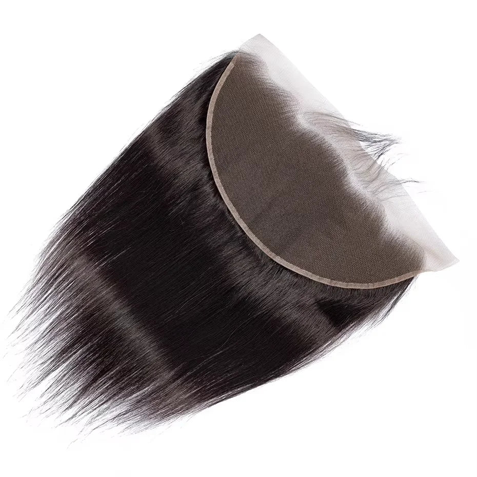 13x4 HD Lace Frontal Brazilian Straight Hair HD Transparent Lace Closure Pure-Hand Tied Human Hair Lace Closure 12-24 Inch