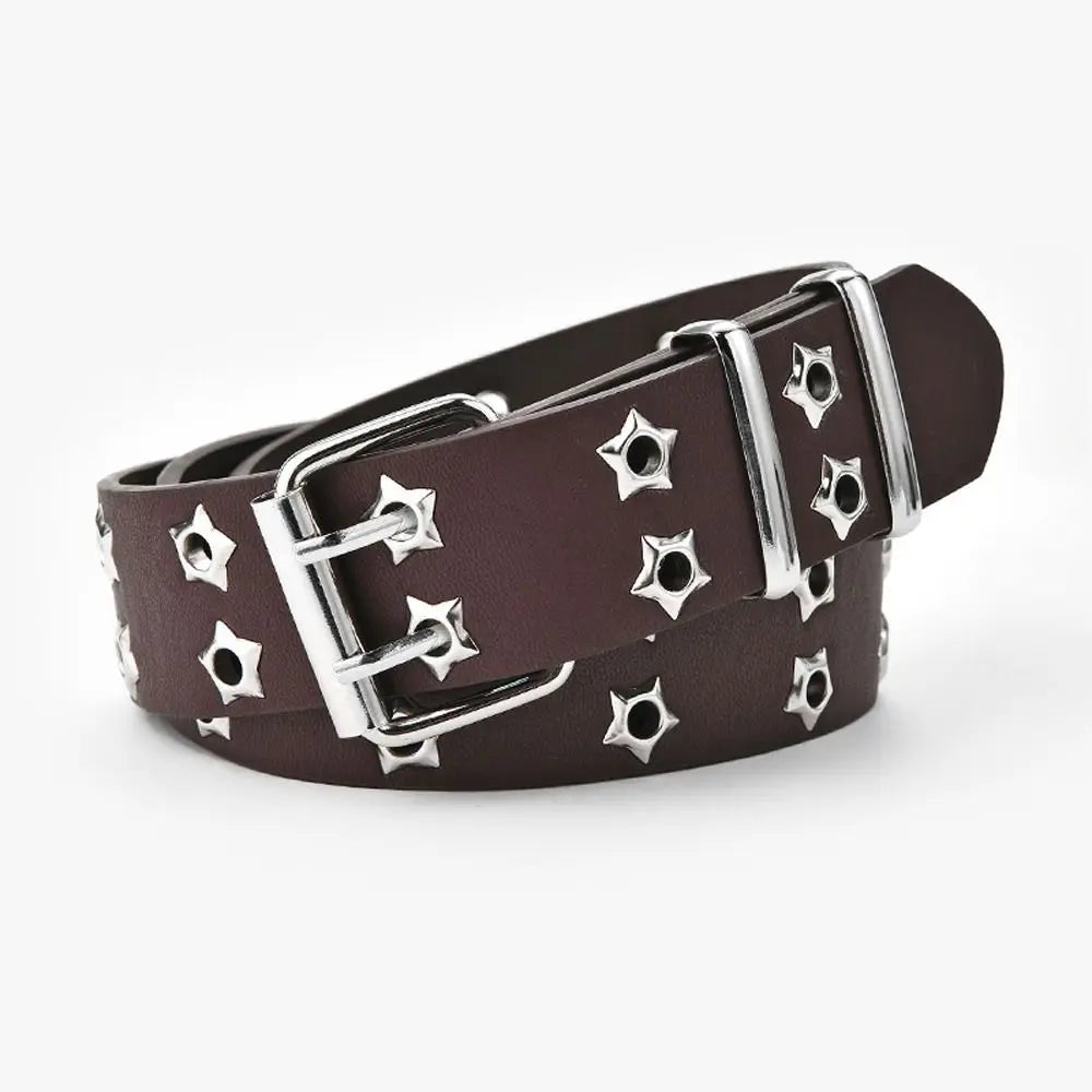 Punk Adjustable Star Hole Belt Accessories For Man Wide Side Women Waistband Waist Strap Korean Waist Belts Double Grommet Hole