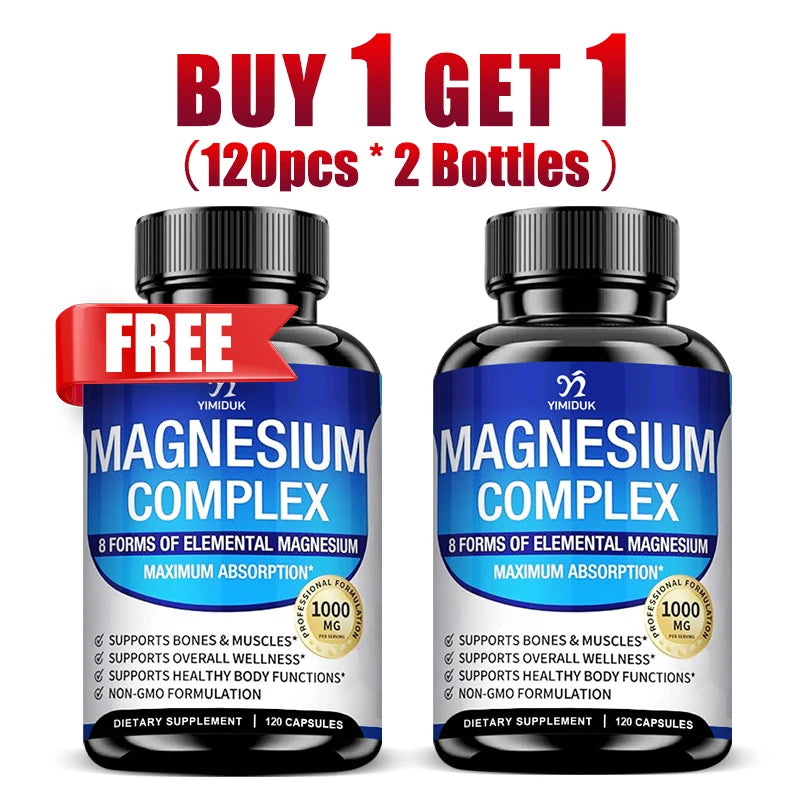 Magnesium Supplements, with Magnesium Glycinate, Malate & Citrate, Support Bone & Muscle Health, Metabolism, Sleep