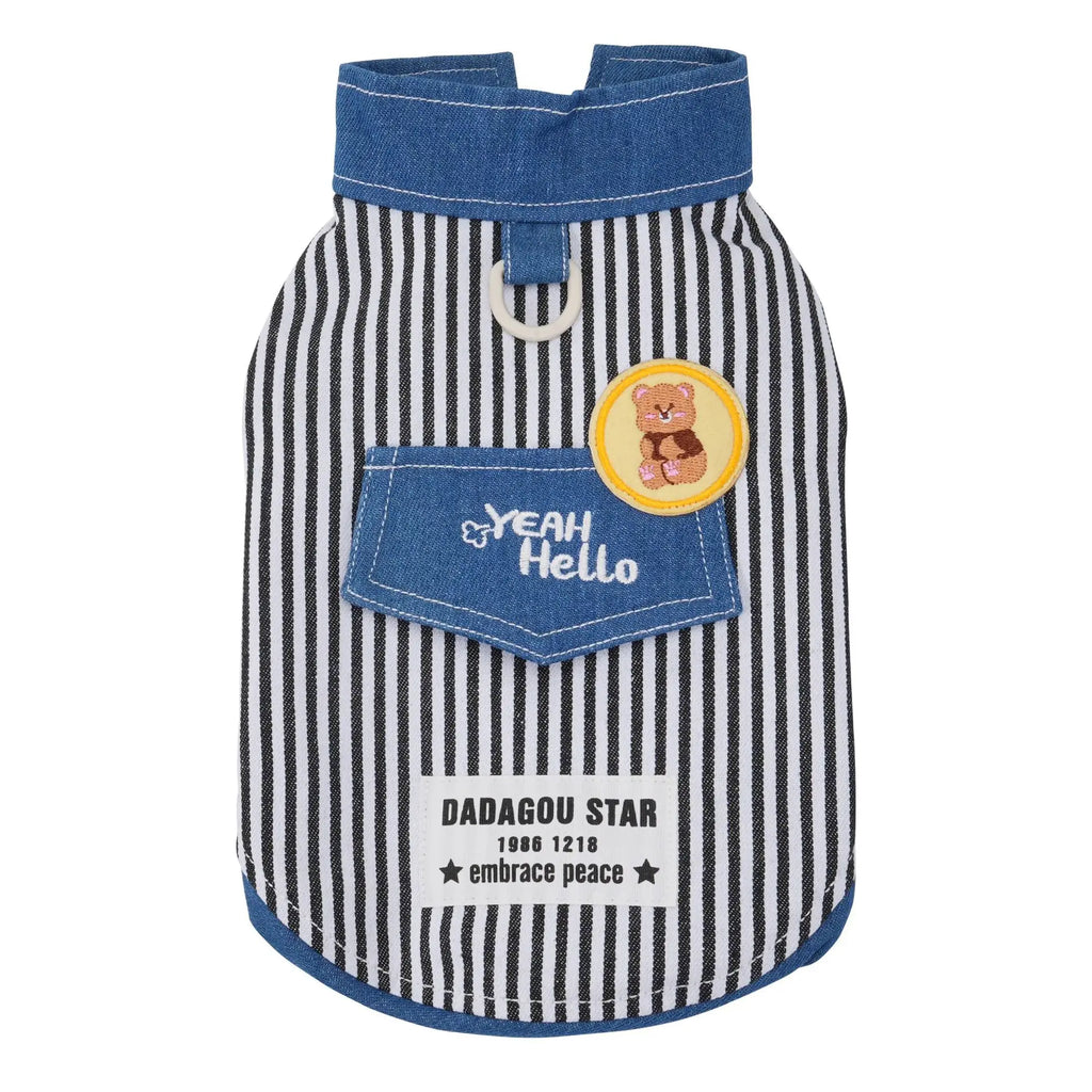 Pet dog cat clothing breathable denim pet clothes for spring summer new striped Jean Teddy Vest Yorkshire Shirt Apparel Supplies