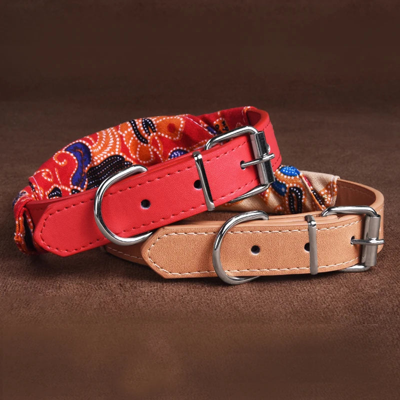 PU leather collar suitable for both cats and dogs, fashionable and versatile dog drool bib collar