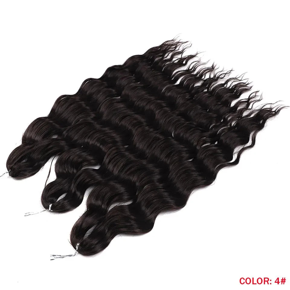 Noble 24 Inch Synthetic Hair Water Wave Braiding Hair Extensions Ombre Rainbow color Deep Wave Curl Twist Crochet Hair Extension