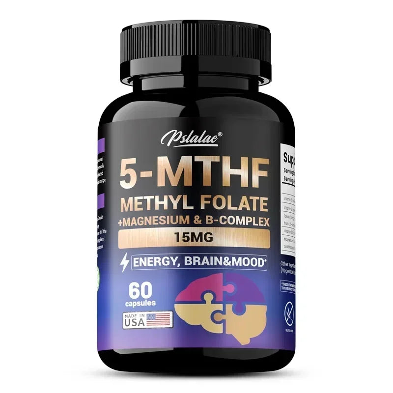 5-MTHF Methylfolate Supplement - for Brain, Heart Health, Enhances Memory, Focus and Clarity, Boosts Cognitive Function
