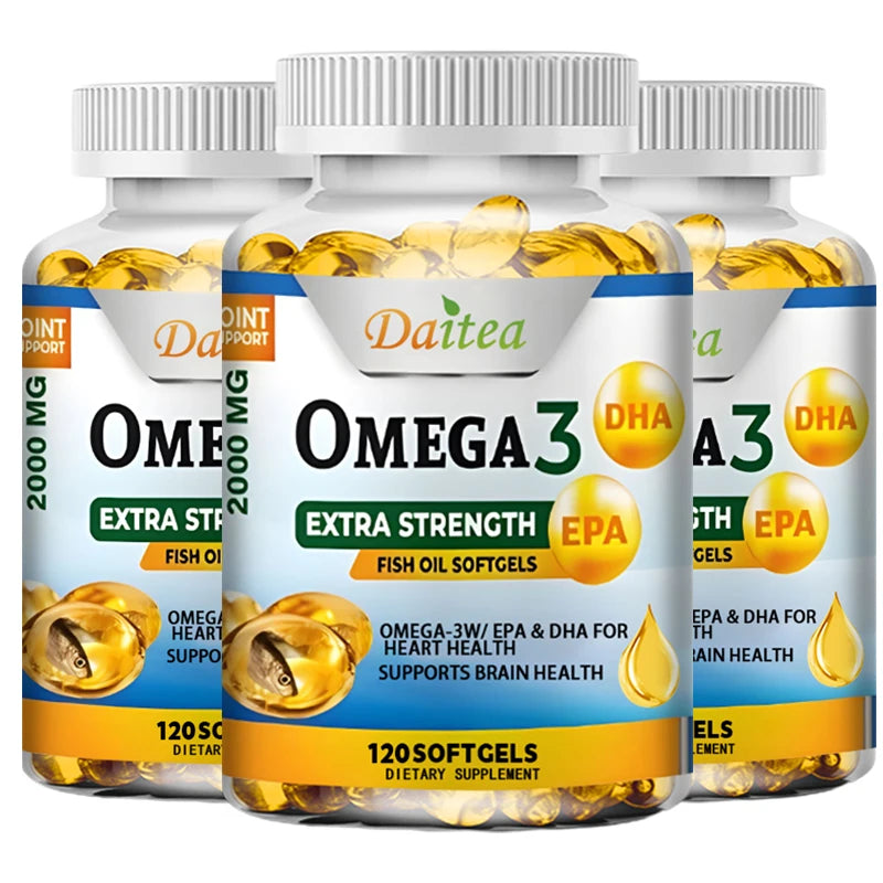 Fish Oil Omega 3 Supplement, Fatty Acid Softgels, Joint, Brain and Heart Health Supplement