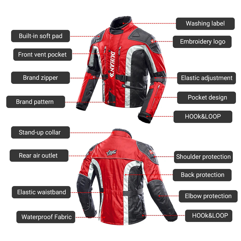 Motorcycle Jackets Wear-resistant Motorbike Riding Jackets Four Seasons Motocross Clothing Breathable Built-in Protective Gear