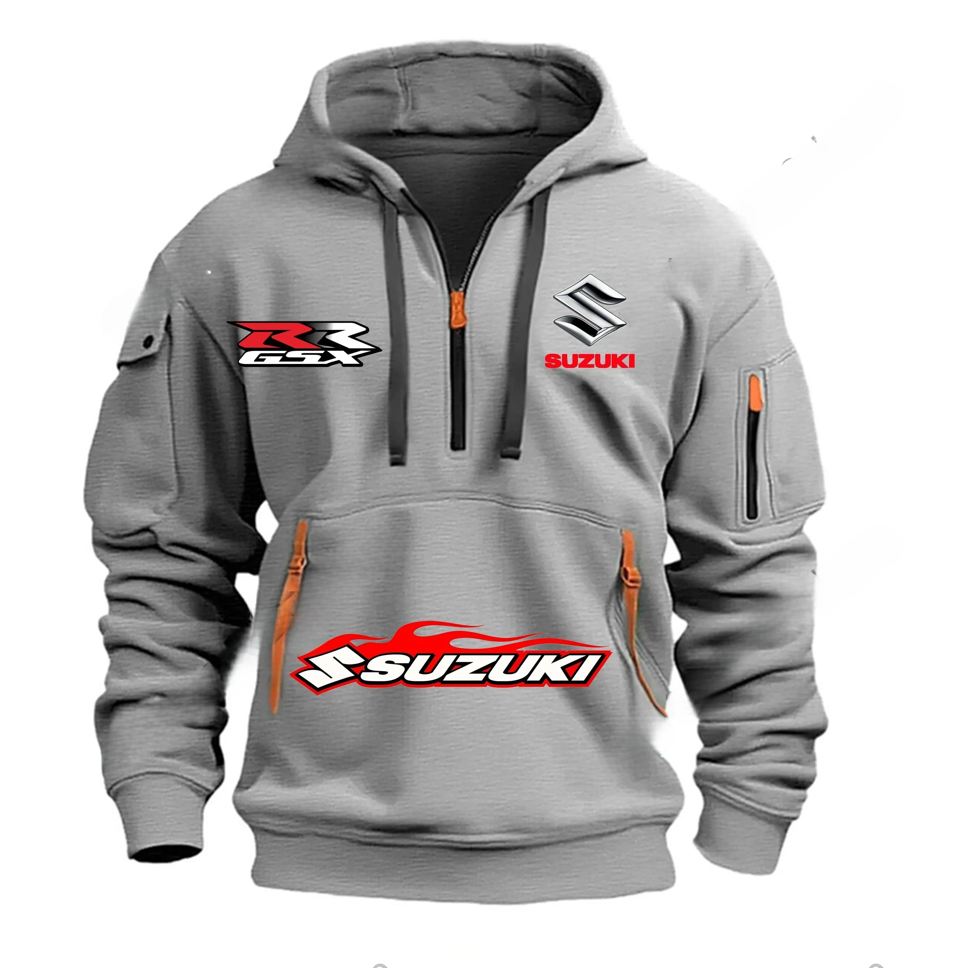 Suzuki men's sportswear, outdoor-style street motorcycle clothing, printed half-zipper street Harajuku clothing