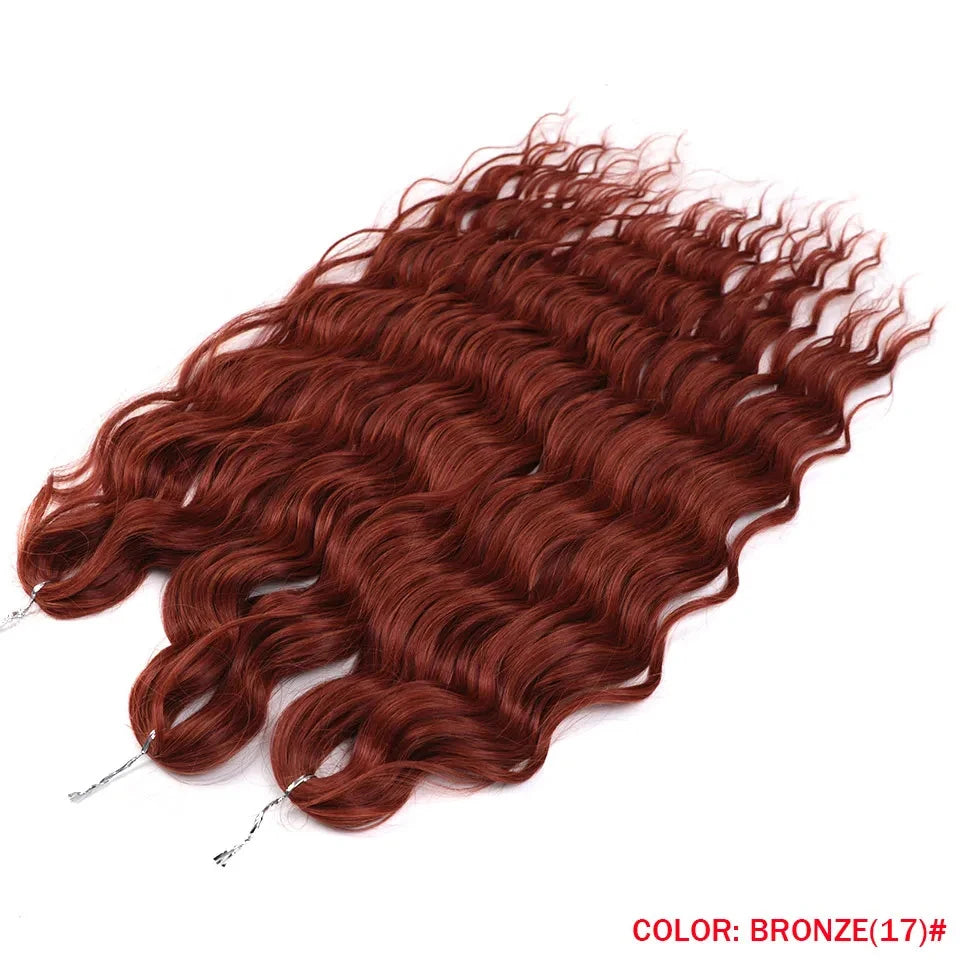 Noble 24 Inch Synthetic Hair Water Wave Braiding Hair Extensions Ombre Rainbow color Deep Wave Curl Twist Crochet Hair Extension