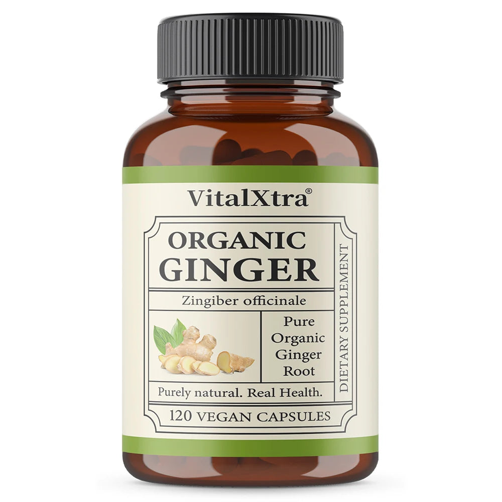 Ginger Supplement, Organic Ginger Root Capsules, 950 Mg, Improves Digestion and Absorption, 120 Vegan Capsules
