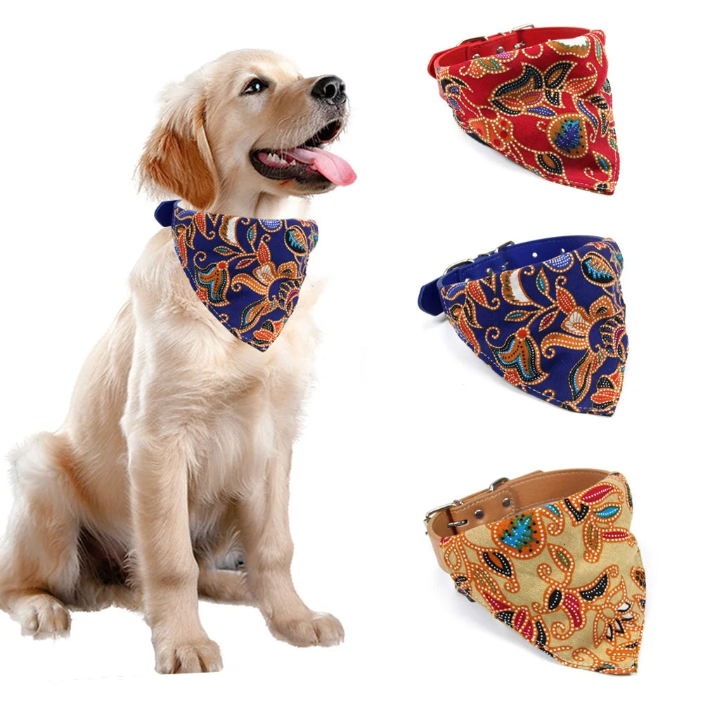 PU leather collar suitable for both cats and dogs, fashionable and versatile dog drool bib collar