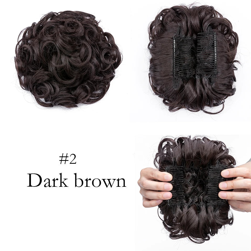 S-noilite Synthetic LARGE Comb Clip In Curly Hair Extension Chignon Hair Pieces Women Updo Cover Hairpiece Extension Hair Bun