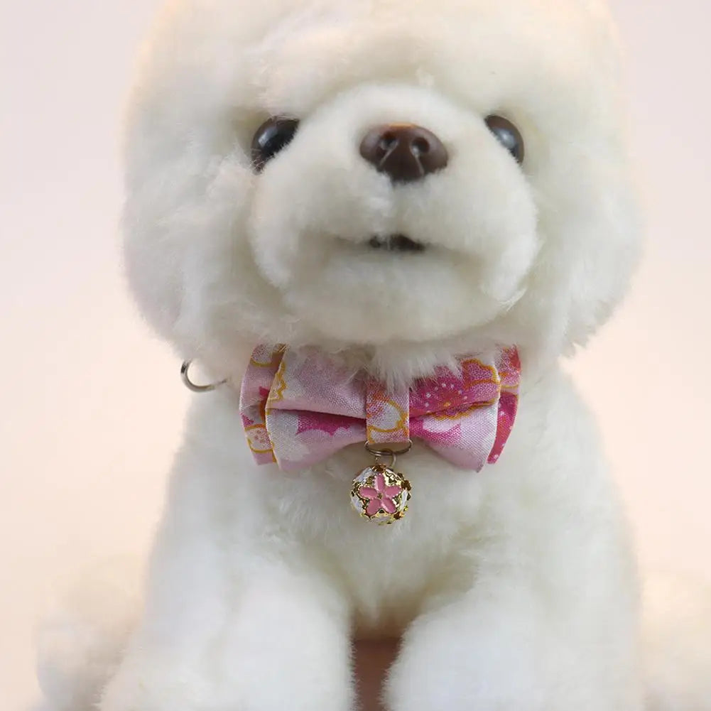 Cute Cat Collar with Bow Tie Cute Plaid Pattern Dog Collar with Bow tie and Durable Buckle Collar for Small Medium Pet