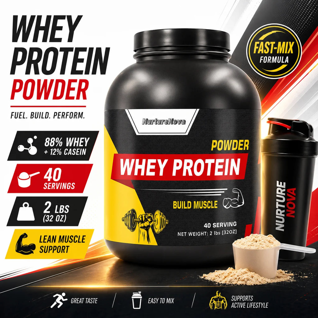 Whey Protein Powder 2lbs - 88% Fast-Acting Whey + 12% Casein for Muscle Growth & Recovery, 40 Servings, Build Lean Muscle