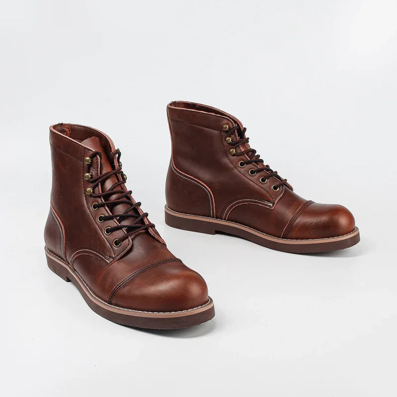 8111 Top Quality Casual Men Shoes Handmade Spring Autumn Ankle Boots Vintage Tooling Wings Cow Leather Motorcycle Boots Big Size