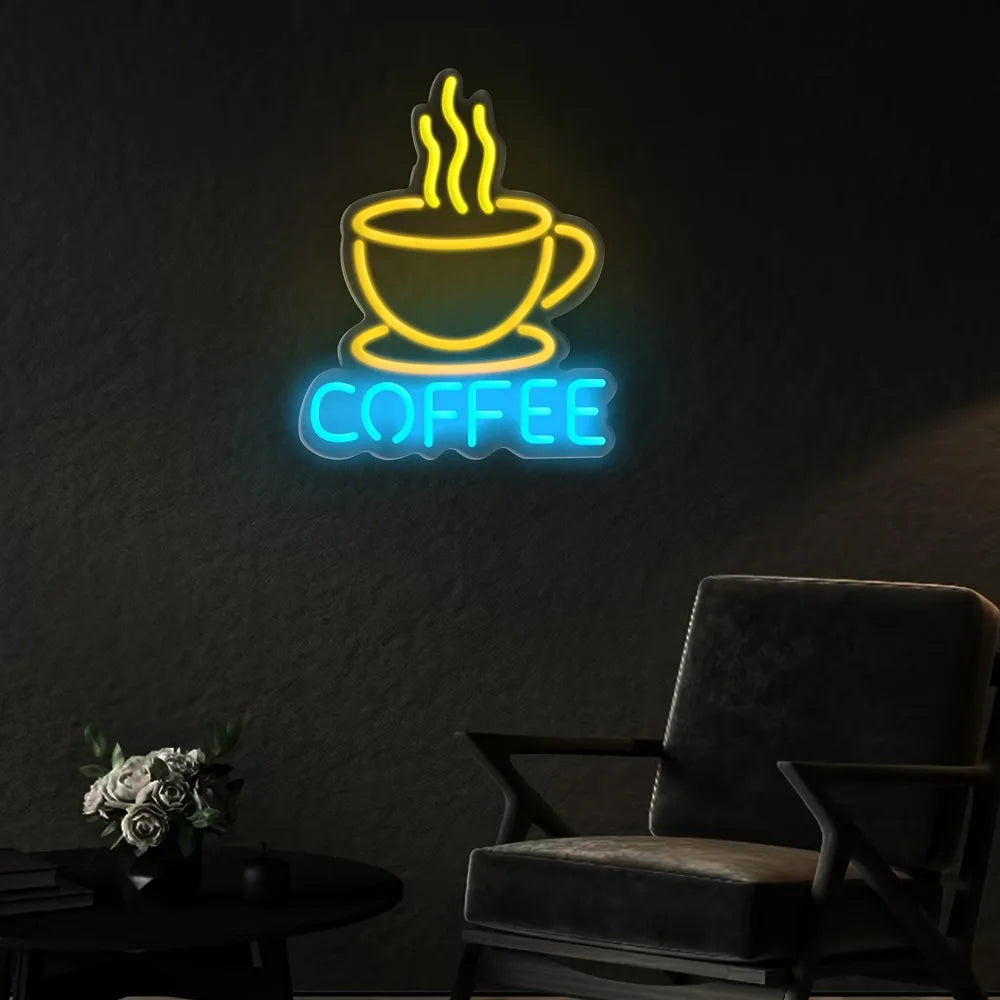 Coffee Neon Light, Tabletop/Wall Decor, Vintage Cafe Ambiance for Home, Office, Parties, for Coffee Lovers Gift, Home Decoration