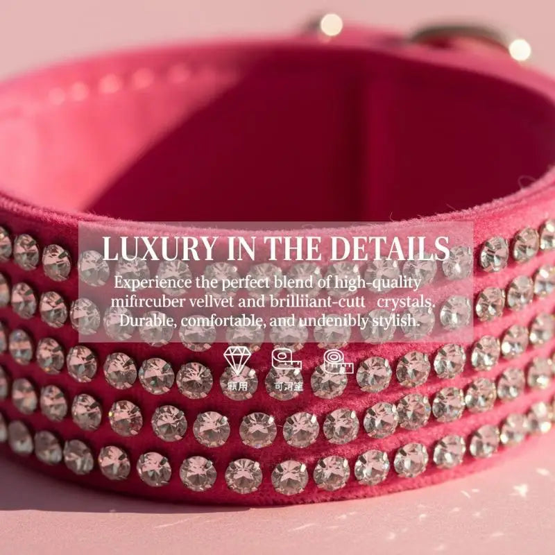 Crystal Dog Collar Comfortable Glitter Rhinestone Dog Collars Zinc Alloy Buckle Collar For Small Dogs Cats
