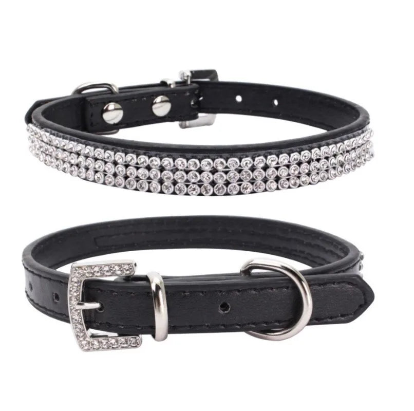 Dog Collar Diamond Rhinestone Buckle Crystals Sparkling Collar Multi-Drain Rhinestone Decoration Strong Non-Falling Pet Supplies