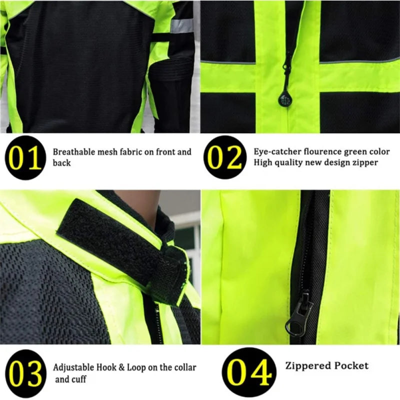 Motorcycle Racing Suit Waterproof and Breathable Motorcycle Riding Suit Reflective with Removable Lining Protective Equipment
