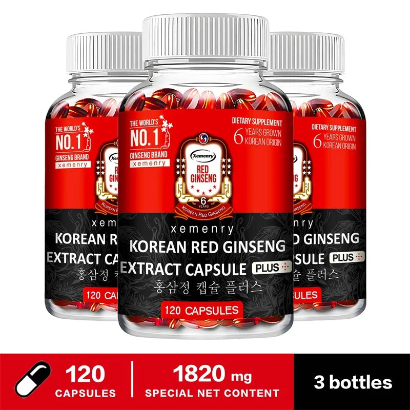 Korean Red Ginseng Supplement - Relieve Stress, Improve Mood, Boost Brain Function, and Strengthen The Immune System