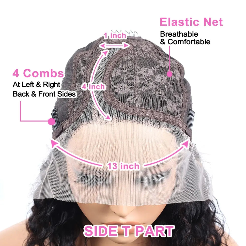 Side Part Wavy Short Bob Wigs Raw Vietnamese Virgin Hair Glueless Body Wave Human Hair Lace Frontal Pre Cut 13x4 Hd Lace Wig
