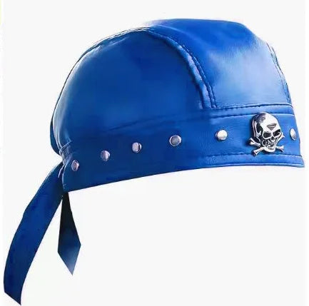 Black Leather Skull Bandana Motorcycle Helmet – Edgy Halloween Gift for Urban Biker Cosplay
