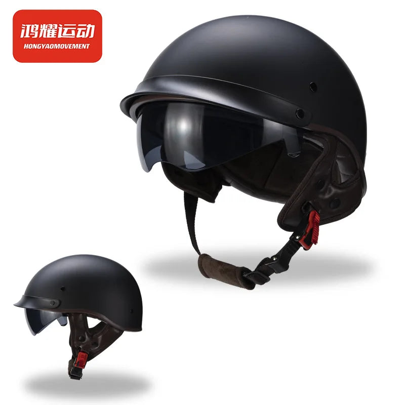 Vintage Helmet Motorcycle Half Helmet Men's and Women's Electric Locomotive Summer Hard Hat Hoop Helmet Personality
