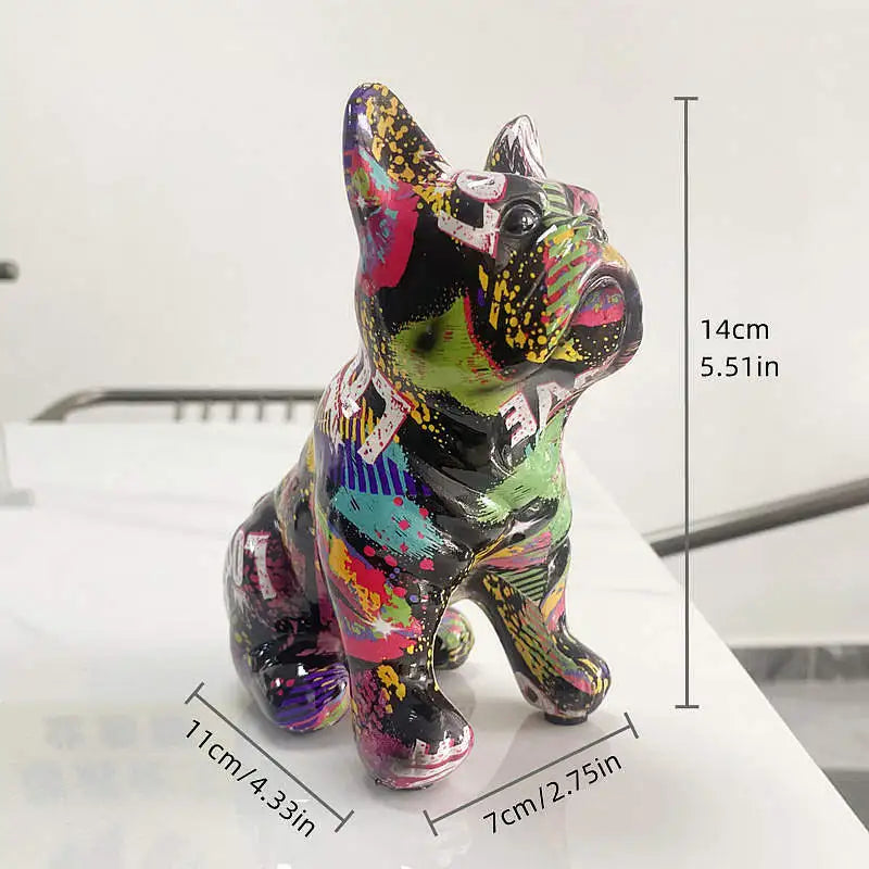 Graffiti Dachshund Figurine Colorful Dog Statue Home Table Decoration Resin Bulldog Sculpture Animal Dogs Ornament for Room Desk